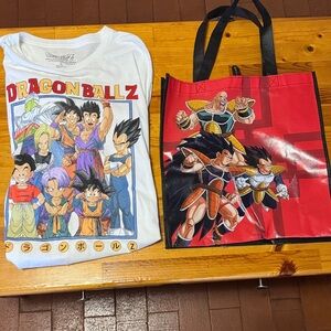 Dragon Ball Z White Long Sleeve Tee and reusable bag